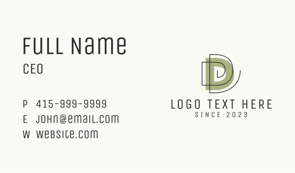 Monoline Offset Letter D Business Card Design Image Preview