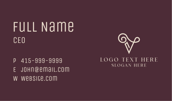 Elegant Letter V  Business Card Design Image Preview