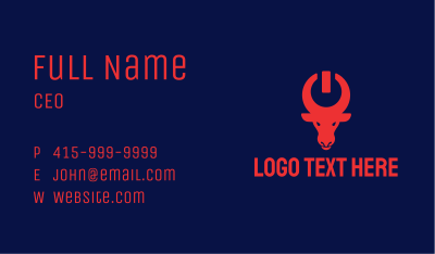 Power Button Bull  Business Card Image Preview