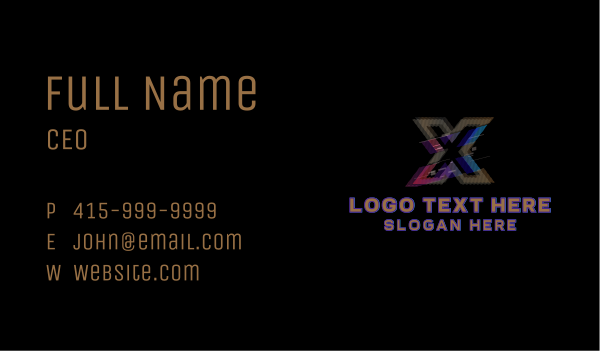 Gradient Glitch Letter X Business Card Design Image Preview