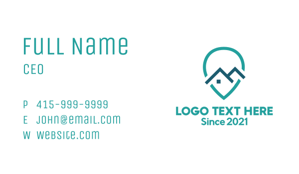 Blue Location Pin House Business Card Design Image Preview
