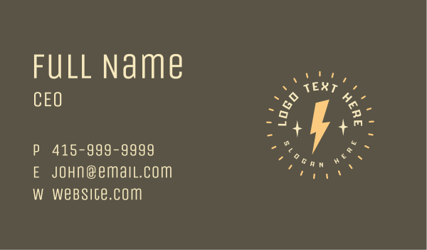 Sparkle Electric Power Energy Business Card Design Image Preview