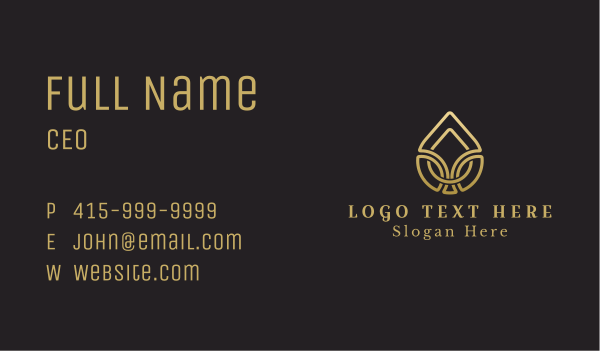 Golden Wellness Droplet  Business Card Design Image Preview