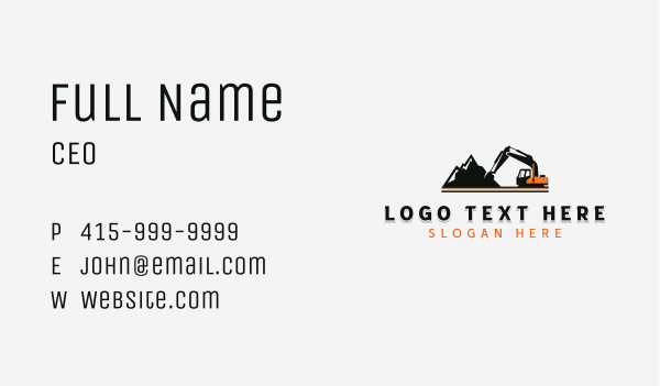 Industrial Excavator Heavy Equipment Business Card Design Image Preview
