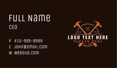 Carpentry Builder Hammer Business Card Image Preview