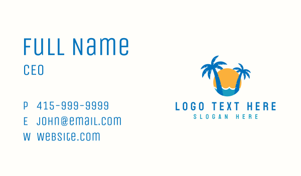 Tropical Sunset Beach Business Card Design Image Preview
