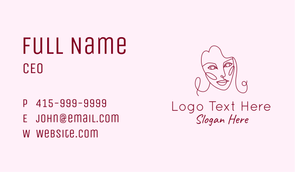 Monoline Beauty Face  Business Card Design Image Preview