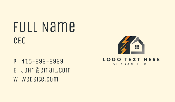 House Lightning Power Business Card Design Image Preview