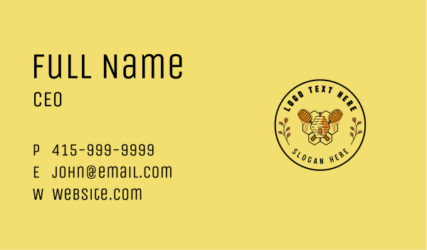 Leaf Beehive Honey Dipper Business Card Design Image Preview
