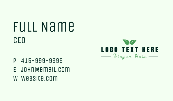 Eco Natural Leaf  Business Card Design Image Preview