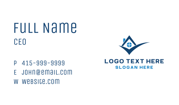 Blue Check House Business Card Design Image Preview