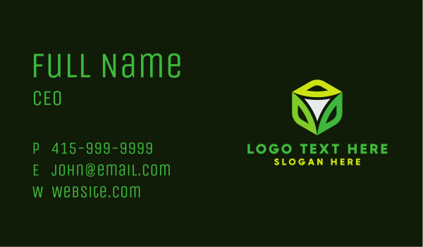 Green Flower Tech Business Card Design Image Preview