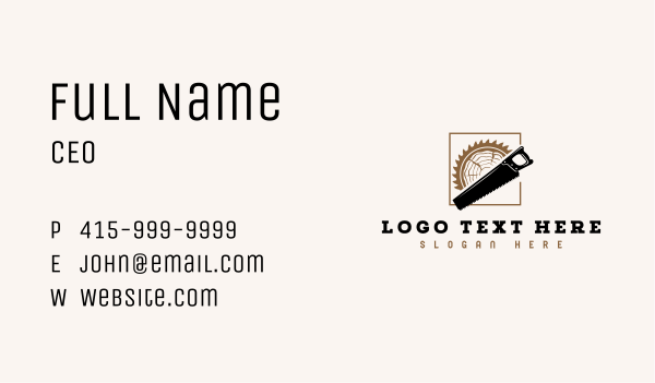 Woodwork Saw Log Business Card Design Image Preview