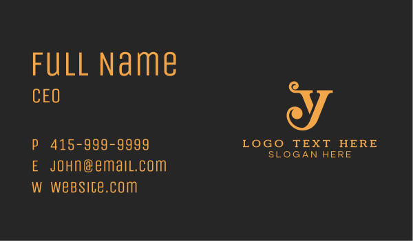 Fancy Script Letter Y Business Card Design Image Preview