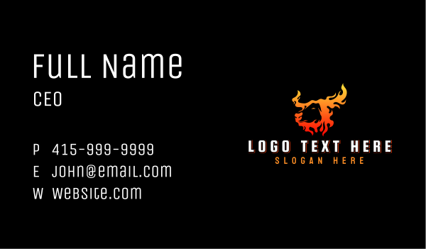 Flaming Bull Horns Business Card Design Image Preview