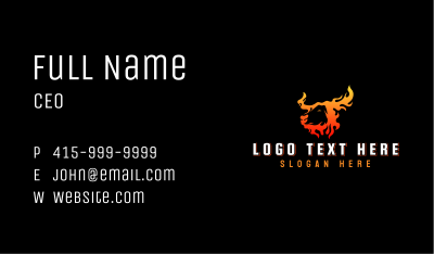 Flaming Bull Horns Business Card Image Preview