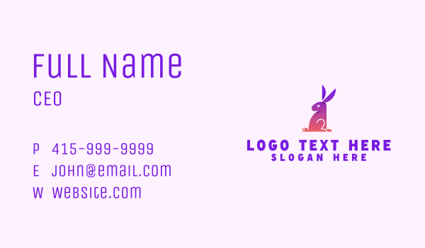 Gradient Rabbit Animal Business Card Design Image Preview