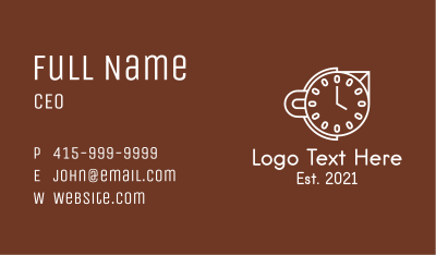 White Cup Clock  Business Card Image Preview