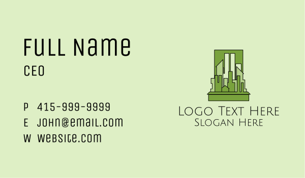 Green City Skyline  Business Card Design