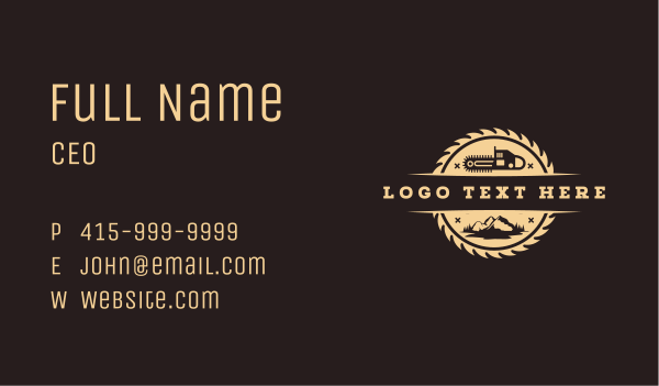 Woodcutting Chainsaw Forest Business Card Design Image Preview