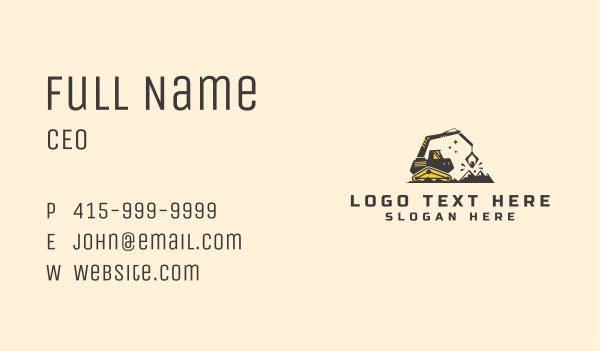 Industrial Quarry Excavator Business Card Design Image Preview