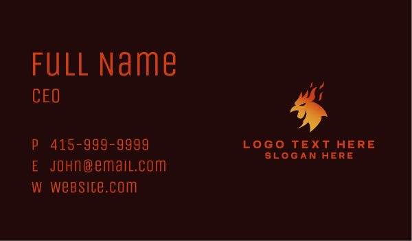 Fire Chicken Restaurant Business Card Design Image Preview
