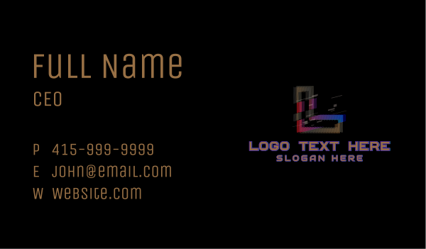 Gradient Glitch Letter L Business Card Design Image Preview