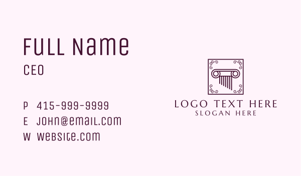 Decorative Legal Pillar Business Card Design Image Preview