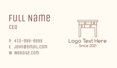 Wood Table Drawer  Business Card