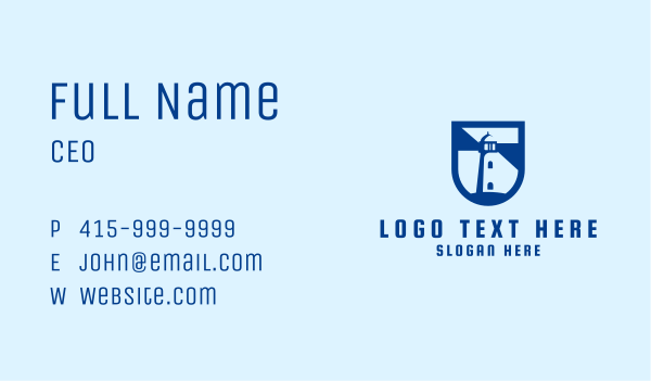 Blue Shield Lighthouse Business Card Design Image Preview