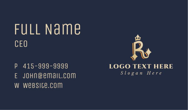 Royal Letter R Crown Business Card Design Image Preview