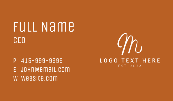 Cursive Fashion Letter M Business Card Design Image Preview