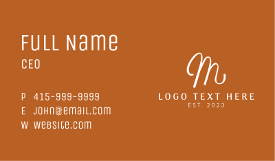 Cursive Fashion Letter M Business Card Image Preview