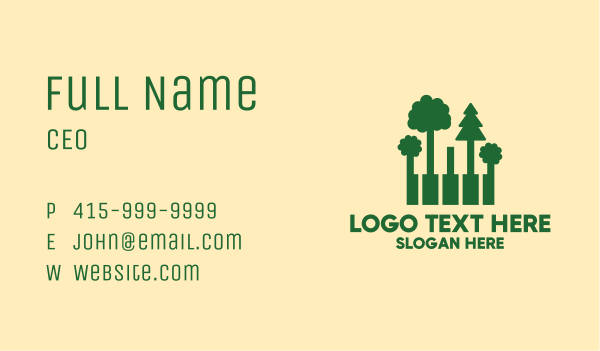 Forest Piano Keys Business Card Design