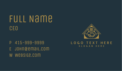 Golden House Handshake Business Card Image Preview