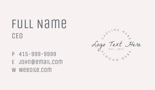 Elegant Round Wordmark Business Card Design Image Preview