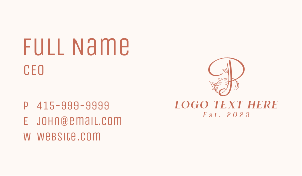 Aesthetic Monogram Letter P   Business Card Design Image Preview