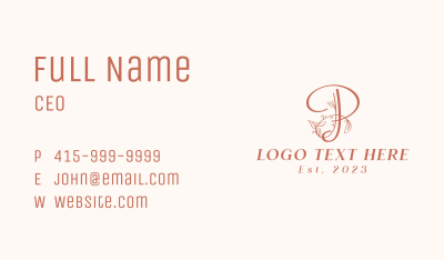 Aesthetic Monogram Letter P   Business Card Image Preview