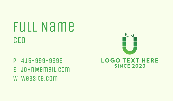 Green Bamboo Letter U  Business Card Design Image Preview