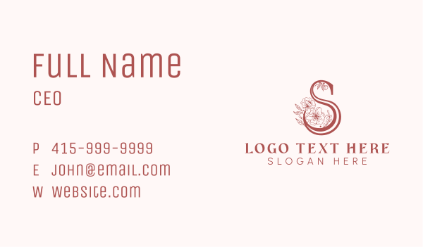 Botanical Floral Letter S Business Card Design Image Preview