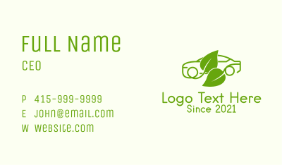 Green Leaf Car  Business Card Image Preview