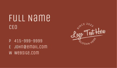 Underlined  Cursive Round Wordmark Business Card Image Preview