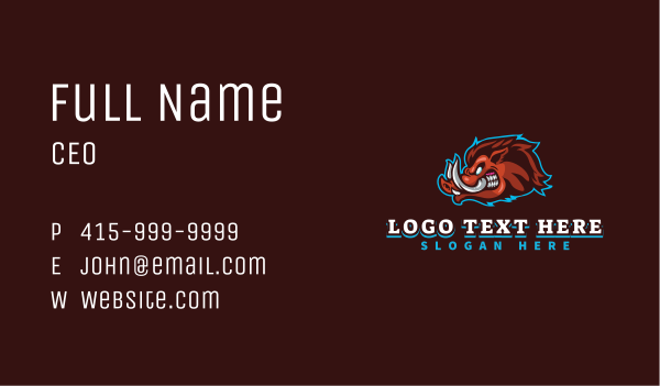 Wild Boar Gaming Business Card Design Image Preview