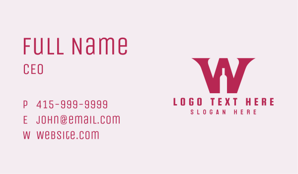 Letter W Wine Bottle  Business Card Design Image Preview