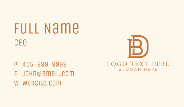 B & D Monogram Business Card Design Image Preview