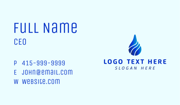 Aqua Water Drop Business Card Design Image Preview