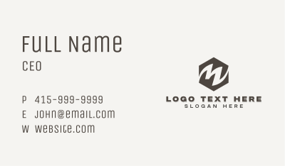 Hexagon Business Letter M Business Card Image Preview
