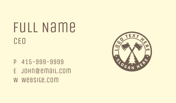 Axe Pine Tree Woodwork Business Card Design Image Preview