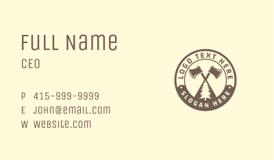 Axe Pine Tree Woodwork Business Card Image Preview