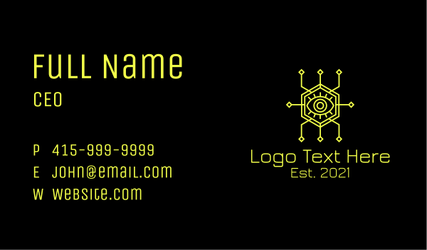 Yellow Cyberspace Eye  Business Card Design Image Preview